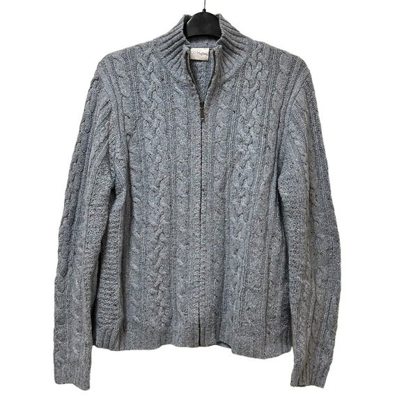 Vintage CC Hughes Cable Knit Zip Front Cardigan Sweater Size Medium - Picture 1 of 4